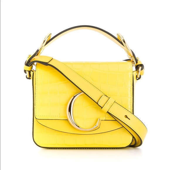 NEW CHLOÉ mini c crossbody bag purse yellow - Picture 1 of 6